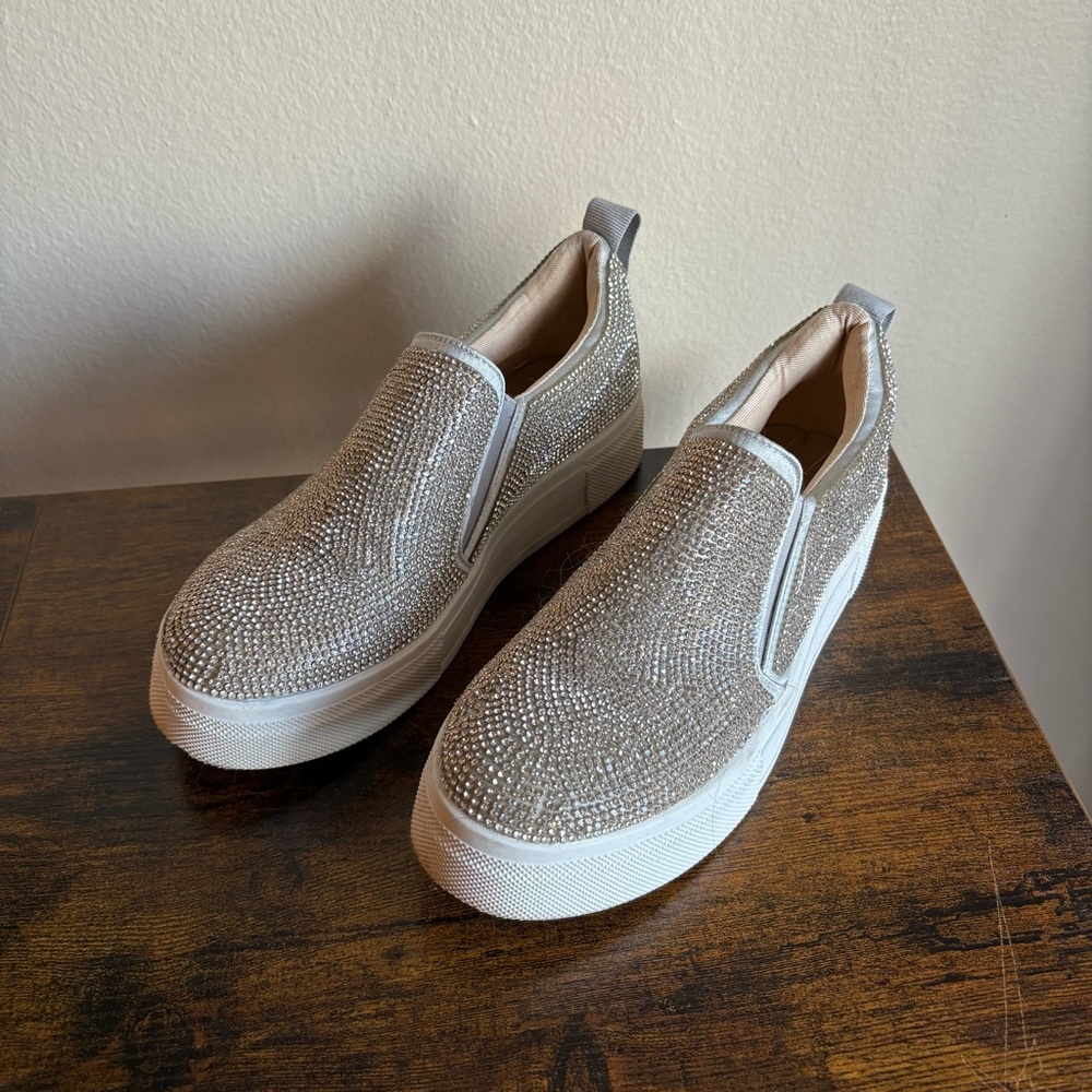 Lulus Cassay Silver Rhinestone Platform Slip-On S… - image 2